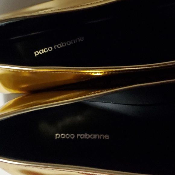 Sz 40 NIB $710 Paco Rabanne metallic pointy ballet flats - Picture 3 of 7